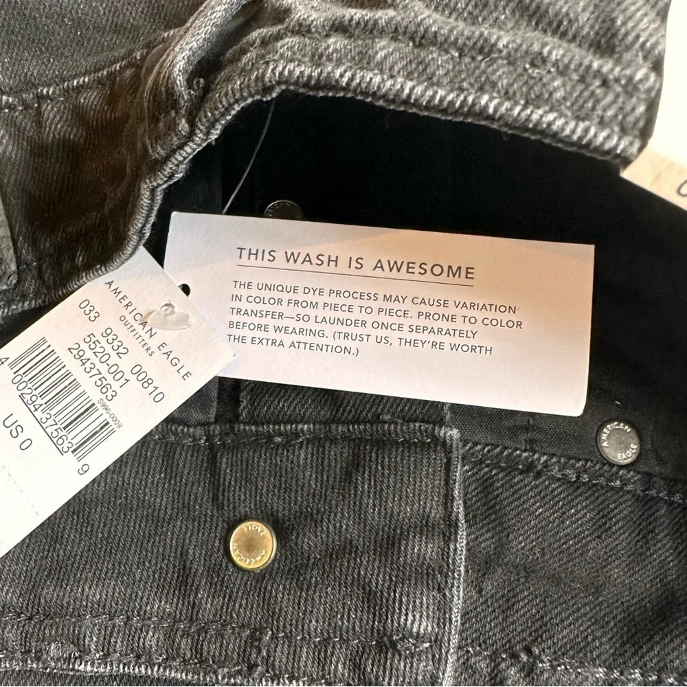 American Eagle Women’s Hi Rise A Line Button Front Black Denim Skirt SZ 0